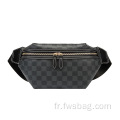 Style classique et couleur vintage Fanny Pack Unisexe Sac de taille en cuir imperméable noir